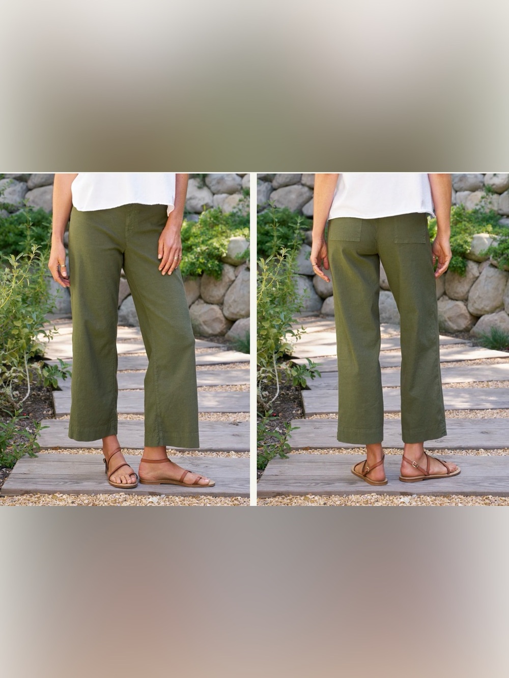 ‼️Frank & Eileen Wexford Hunter Green Wide-Leg Cropped Pants